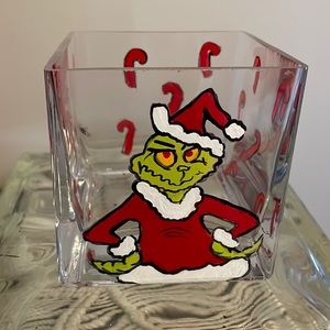 Hand painted Grinch candy dish/candle holder